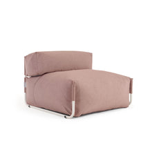 Load image into Gallery viewer, Square modular 100% outdoor sofa pouffe w/ backrest, terracotta, white aluminium 101x101cm