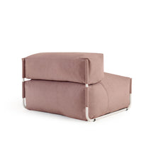 Load image into Gallery viewer, Square modular 100% outdoor sofa pouffe w/ backrest, terracotta, white aluminium 101x101cm - image 3