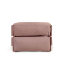 Load image into Gallery viewer, Square modular 100% outdoor sofa pouffe w/ backrest, terracotta, white aluminium 101x101cm - image 4