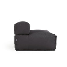 Load image into Gallery viewer, Square modular 100% outdoor sofa pouffe w/ backrest, dark grey, black aluminium, 101x101cm - image 2