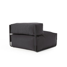 Load image into Gallery viewer, Square modular 100% outdoor sofa pouffe w/ backrest, dark grey, black aluminium, 101x101cm - image 3