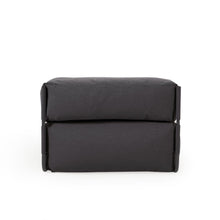 Load image into Gallery viewer, Square modular 100% outdoor sofa pouffe w/ backrest, dark grey, black aluminium, 101x101cm - image 4