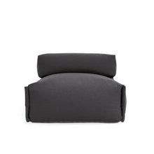 Load image into Gallery viewer, Square modular 100% outdoor sofa pouffe w/ backrest, dark grey, black aluminium, 101x101cm - image 5