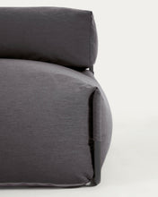 Load image into Gallery viewer, Square modular 100% outdoor sofa pouffe w/ backrest, dark grey, black aluminium, 101x101cm - image 9