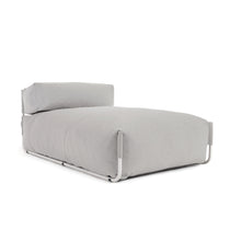Load image into Gallery viewer, Square chaise longue pouffe with backrest in light grey with white aluminium, 165 x 101 cm