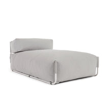 Load image into Gallery viewer, Square chaise longue pouffe with backrest in light grey with white aluminium, 165 x 101 cm - image 2