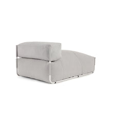 Load image into Gallery viewer, Square chaise longue pouffe with backrest in light grey with white aluminium, 165 x 101 cm - image 5