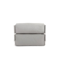 Load image into Gallery viewer, Square chaise longue pouffe with backrest in light grey with white aluminium, 165 x 101 cm - image 7