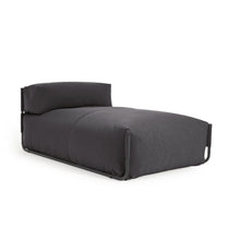 Load image into Gallery viewer, Square chaise longue pouffe with backrest in dark grey with black aluminium, 165 x 101 cm