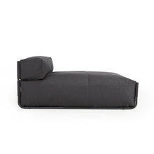 Load image into Gallery viewer, Square chaise longue pouffe with backrest in dark grey with black aluminium, 165 x 101 cm - image 2