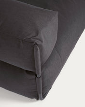 Load image into Gallery viewer, Square chaise longue pouffe with backrest in dark grey with black aluminium, 165 x 101 cm - image 9