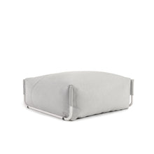 Load image into Gallery viewer, Square modular 100% outdoor sofa pouffe in light grey with white aluminium, 101 x 101 cm
