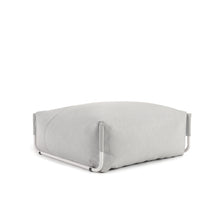 Load image into Gallery viewer, Square modular 100% outdoor sofa pouffe in light grey with white aluminium, 101 x 101 cm - image 2