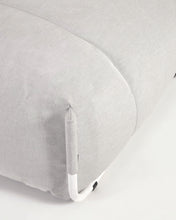 Load image into Gallery viewer, Square modular 100% outdoor sofa pouffe in light grey with white aluminium, 101 x 101 cm - image 9