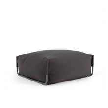 Load image into Gallery viewer, Square modular 100% outdoor sofa pouffe in dark grey with black aluminium, 101 x 101 cm