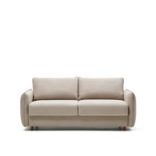Load image into Gallery viewer, Carlota beige 2-seater sofa bed with solid beech wood legs 185cm FSC Mix Credit - image 2