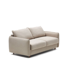 Load image into Gallery viewer, Carlota beige 2-seater sofa bed with solid beech wood legs 185cm FSC Mix Credit - image 3
