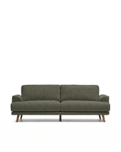 Load image into Gallery viewer, Karin 3-seater sofa in dark green chenille with solid beech wood legs in walnut-tone finish 228 cm