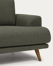 Load image into Gallery viewer, Karin 3-seater sofa in dark green chenille with solid beech wood legs in walnut-tone finish 228 cm - image 5