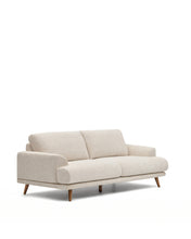 Load image into Gallery viewer, Karin beige 3-seater sofa with solid beech wood legs in walnut-tone finish 231 cm - image 2