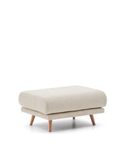 Load image into Gallery viewer, Karin footrest in beige chenille with solid beech wood legs in natural colour finish 90 x 70 cm
