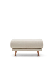 Load image into Gallery viewer, Karin footrest in beige chenille with solid beech wood legs in natural colour finish 90 x 70 cm - image 2