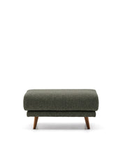 Load image into Gallery viewer, Karin footrest in beige chenille with solid beech wood legs in walnut-tone finish 90 x 70 cm - image 2