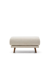 Load image into Gallery viewer, Karin footrest in beige chenille with solid beech wood legs in walnut-tone finish 90 x 70 cm - image 2