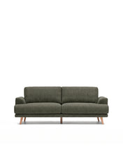 Load image into Gallery viewer, Karin 2-seater sofa in dark green chenille with solid beech wood legs in natural colour finish 210 cm
