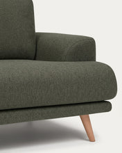 Load image into Gallery viewer, Karin 2-seater sofa in dark green chenille with solid beech wood legs in natural colour finish 210 cm - image 5