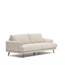 Load image into Gallery viewer, Karin 2-seater sofa in beige chenille with solid beech wood legs in natural colour finish 211 cm - image 3