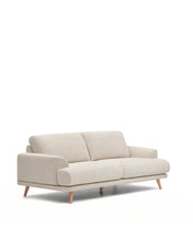 Load image into Gallery viewer, Karin 2-seater sofa in beige chenille with solid beech wood legs in natural colour finish 211 cm - image 4