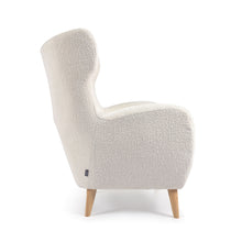 Load image into Gallery viewer, Patio armchair in white bouclé with solid, beech wood legs FSC Mix Credit - image 2