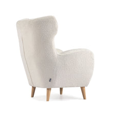 Load image into Gallery viewer, Patio armchair in white bouclé with solid, beech wood legs FSC Mix Credit - image 3