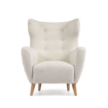 Load image into Gallery viewer, Patio armchair in white bouclé with solid, beech wood legs FSC Mix Credit - image 4