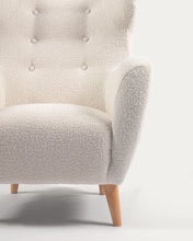 Load image into Gallery viewer, Patio armchair in white bouclé with solid, beech wood legs FSC Mix Credit - image 8