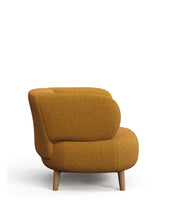 Load image into Gallery viewer, Luisa fire-retardant mustard bouclé armchair with solid beech wood legs 90cm - image 2