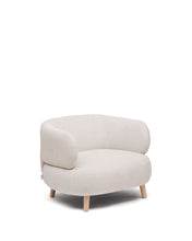 Load image into Gallery viewer, Luisa armchair in chenille pearl with solid beech wood legs 90 cm