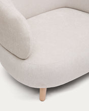 Load image into Gallery viewer, Luisa armchair in chenille pearl with solid beech wood legs 90 cm - image 7