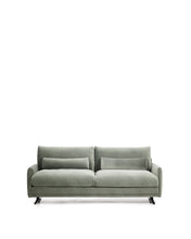 Load image into Gallery viewer, Veliro green velvet 2-seater sofa with steel legs in black finish 210cm FSC Mix Credit