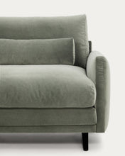 Load image into Gallery viewer, Veliro green velvet 2-seater sofa with steel legs in black finish 210cm FSC Mix Credit - image 7