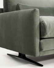 Load image into Gallery viewer, Veliro green velvet 2-seater sofa with steel legs in black finish 210cm FSC Mix Credit - image 9