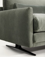 Load image into Gallery viewer, Veliro green velvet 3-seater sofa with black steel legs 240cm FSC Mix Credit - image 11