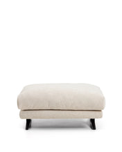 Load image into Gallery viewer, Veliro beige chenille footrest with black steel legs 85 x 90cm FSC Mix Credit