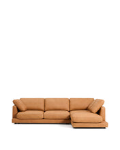 Load image into Gallery viewer, Gala 4-seater leather sofa with right chaise longue brown 300cm