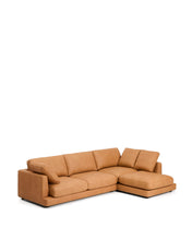Load image into Gallery viewer, Gala 4-seater leather sofa with right chaise longue brown 300cm - image 2