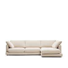 Load image into Gallery viewer, Gala 4-seater sofa with right chaise longue in beige chenille FSC Mix Credit 300cm