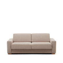 Load image into Gallery viewer, Anley beige 3-seater sofa bed with solid beech wood legs 224cm FSC Mix Credit