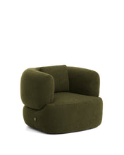 Load image into Gallery viewer, Martina dark green bouclé swivel armchair with cushion FSC Mix Credit