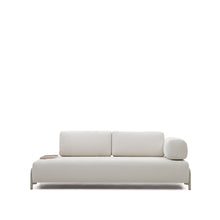 Load image into Gallery viewer, Compo 3-seater beige chenille sofa, small tray oak veneer and beige metal structure 232cm FSC Mix Credit